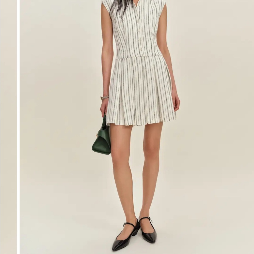 Reformation Cream and Black Striped Mini Dress